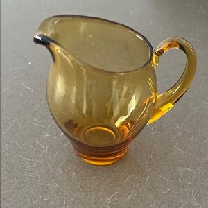 4” Vtg Amber Glass Creamer Pitcher
